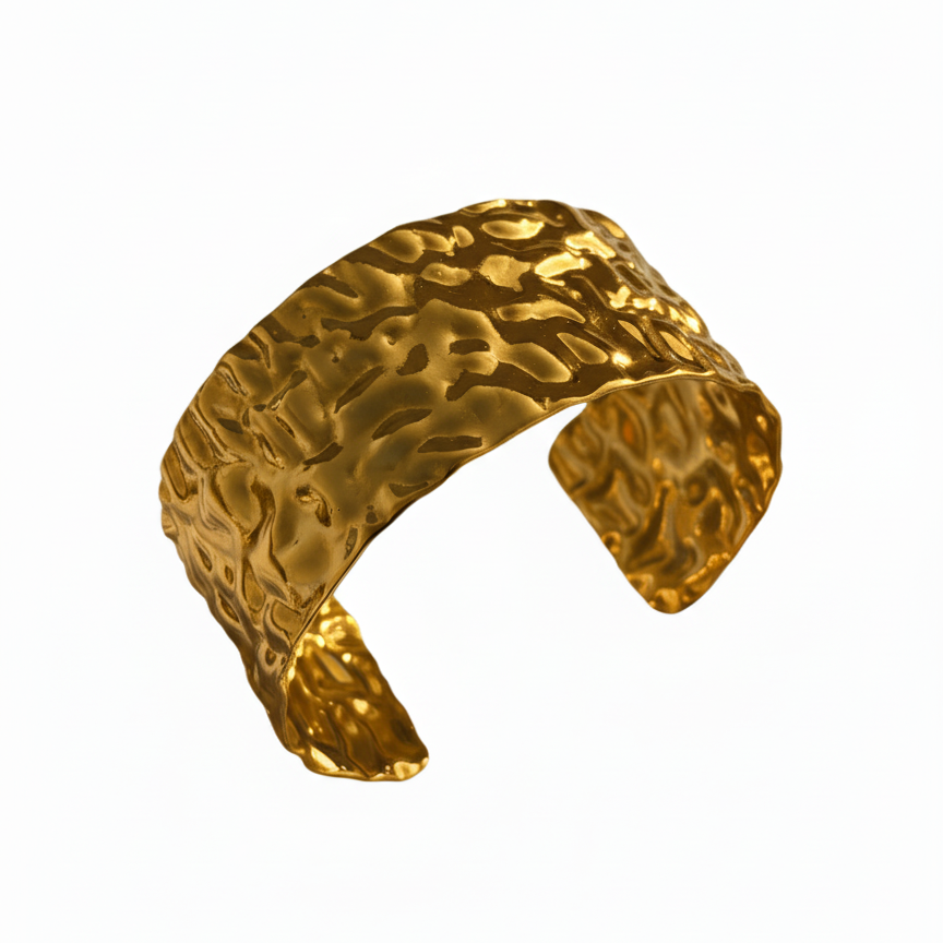 Gold Textured Cuff Bracelet