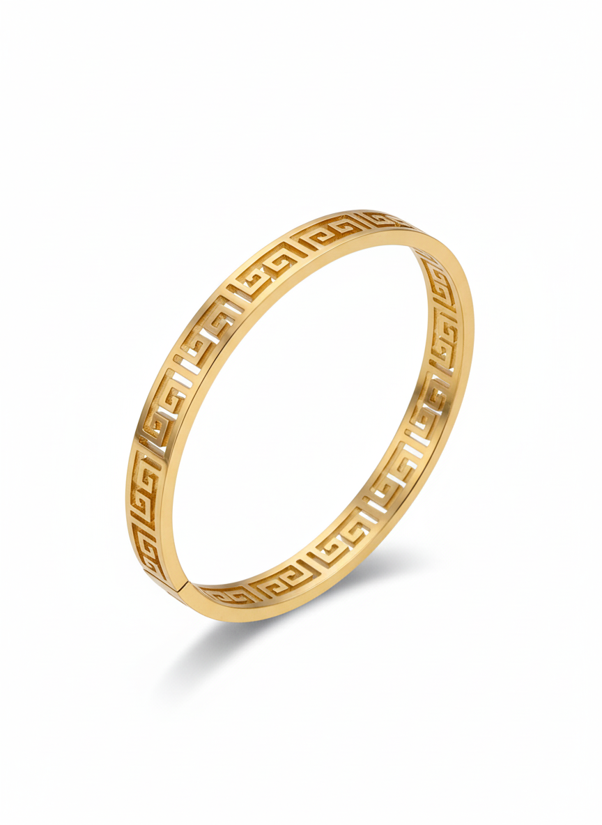 Timeless Greek Key Inspired Gold Bracelet
