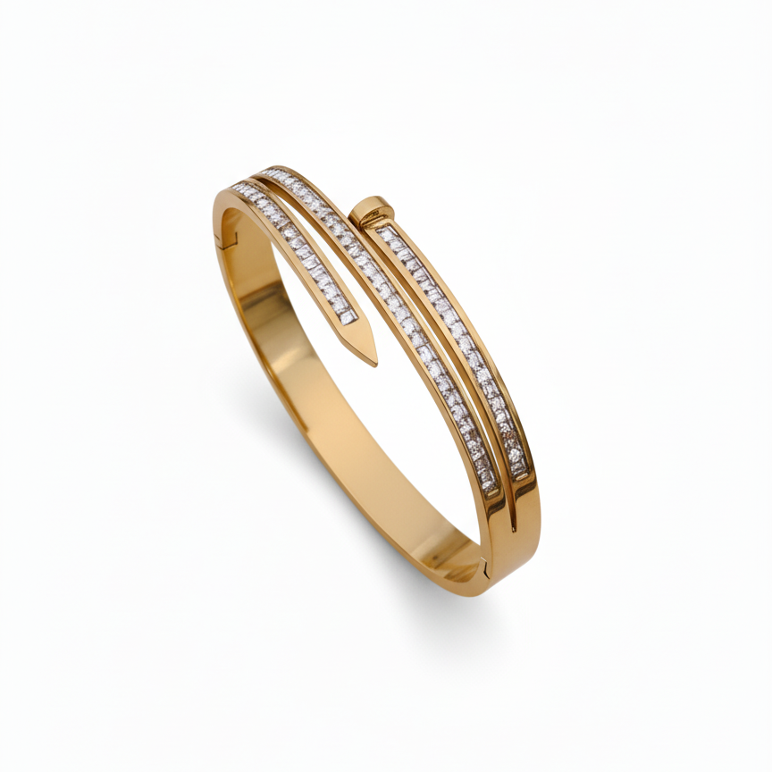 Luxury Nail Head Gold Bangle