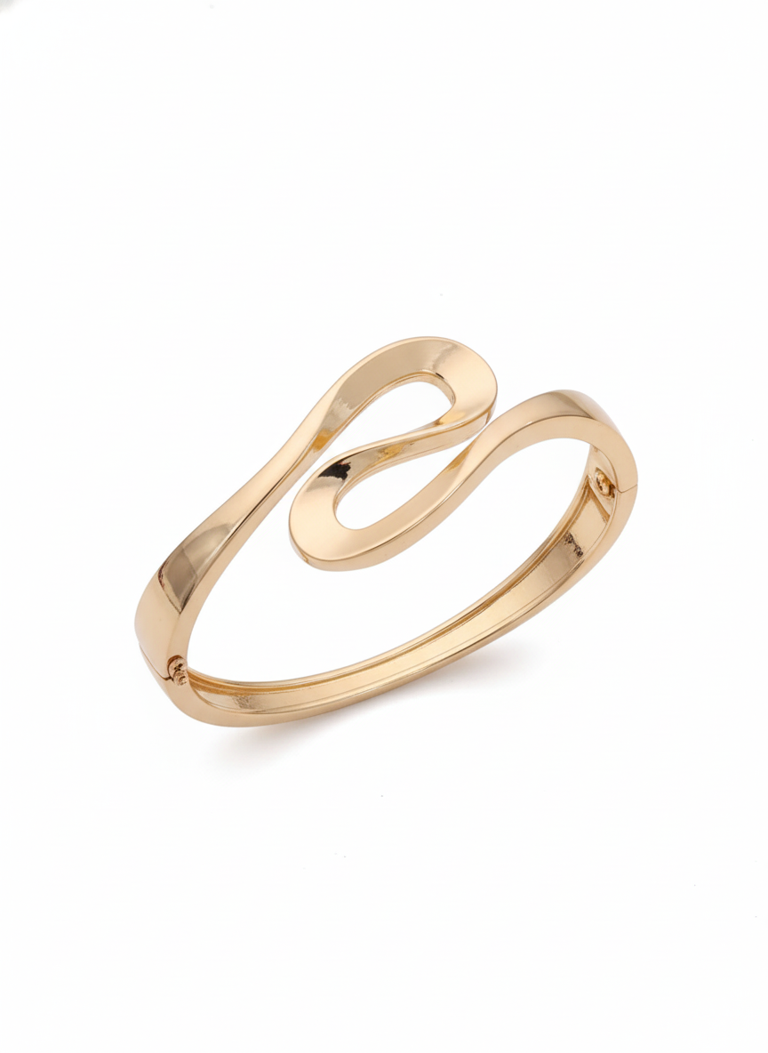 Sculptural Swirl Gold Bangle Bracelet