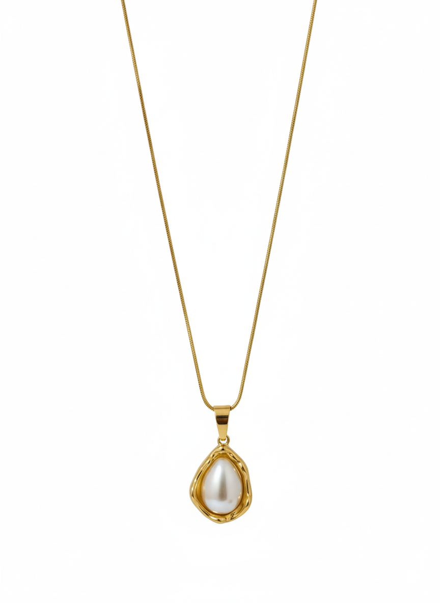 Gold Pearl Drop Necklace