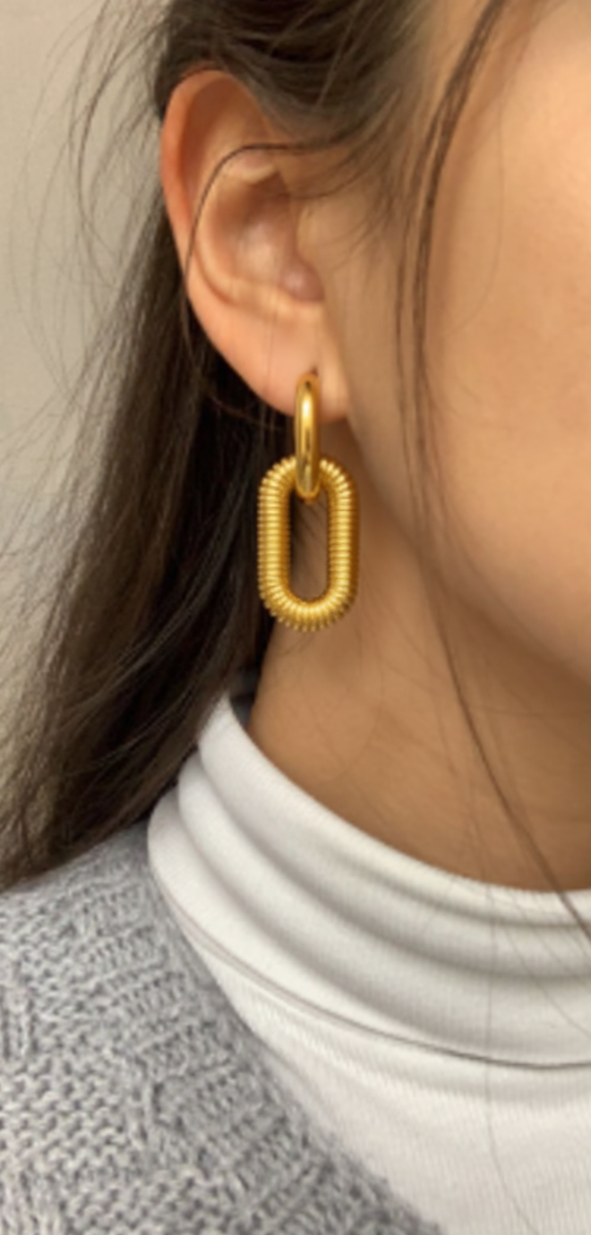 Gold Link Hoop Earrings