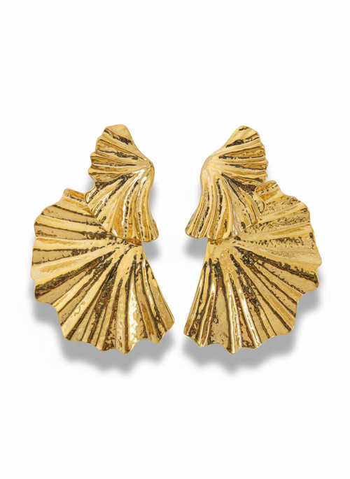 Abstract Shell Inspired Gold Statement Earrings