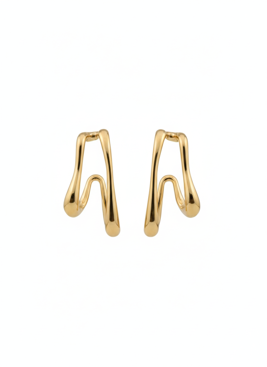 Golden Flow – Abstract Drop Earrings