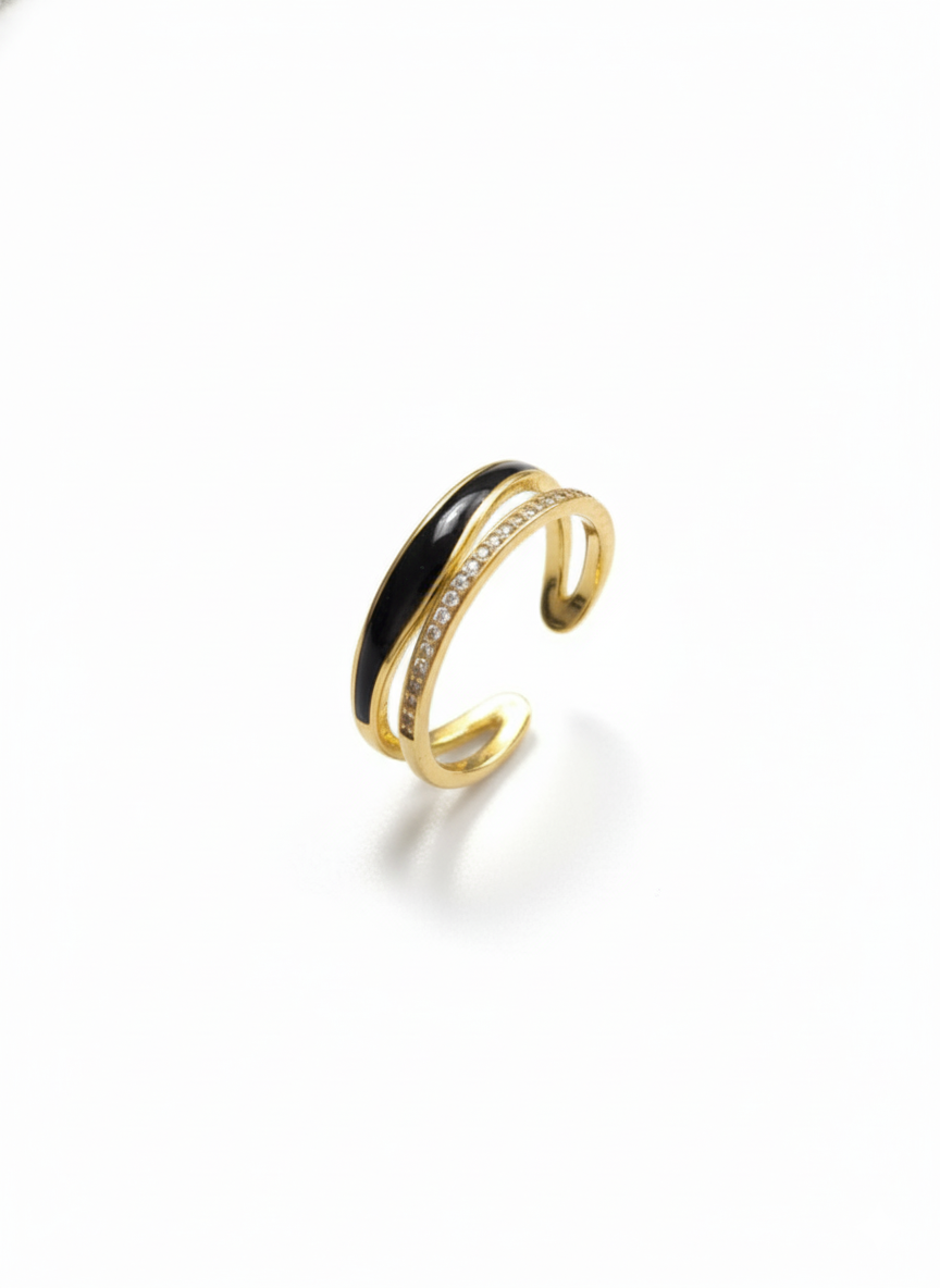 Elegant Dual-Band Gold Adjustable Ring