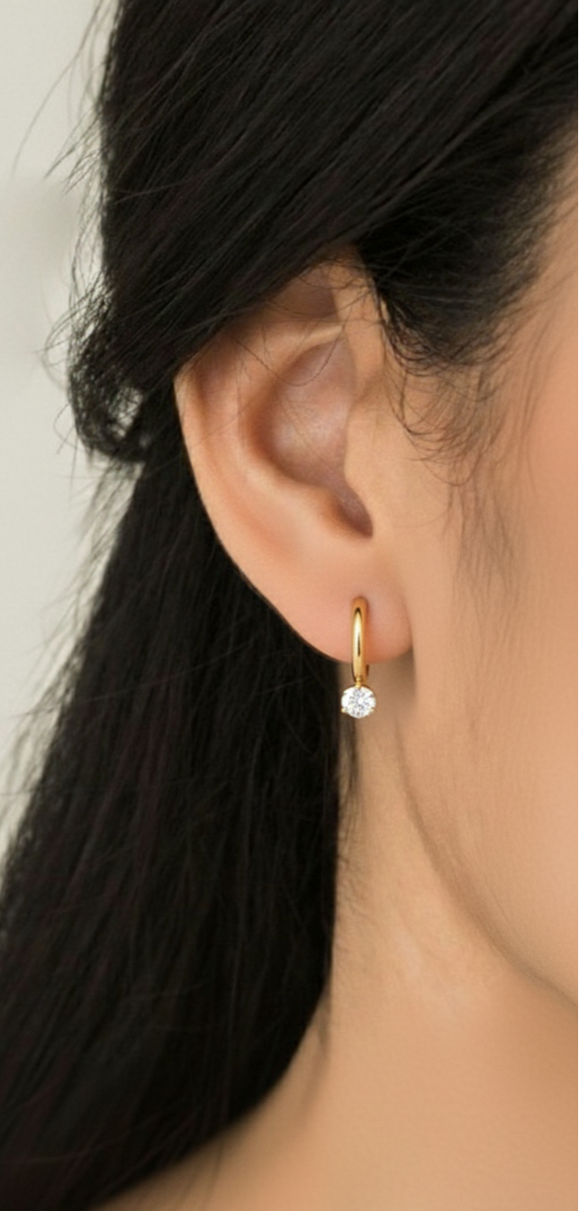 Solitaire Hoop Earrings
