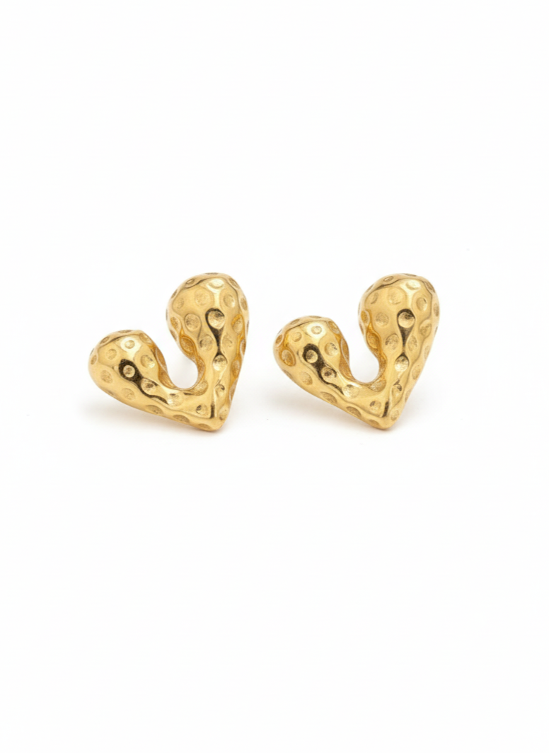 Hammered Heart Stud Earring