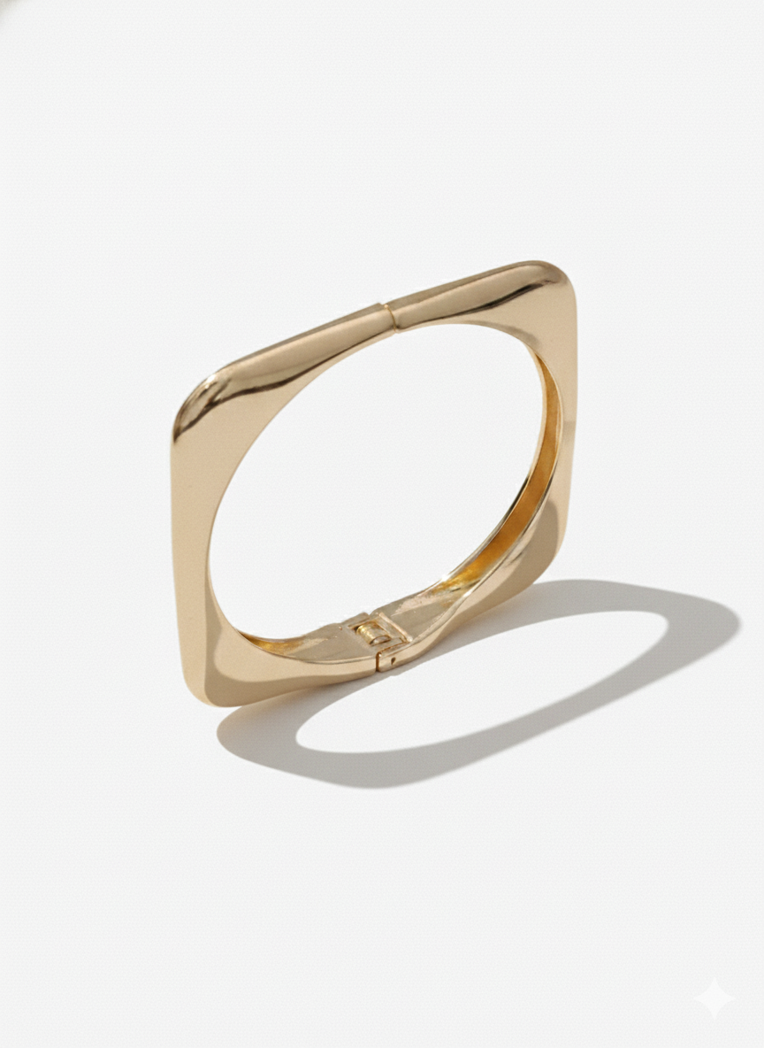 Modern Square Gold Bangle Bracelet
