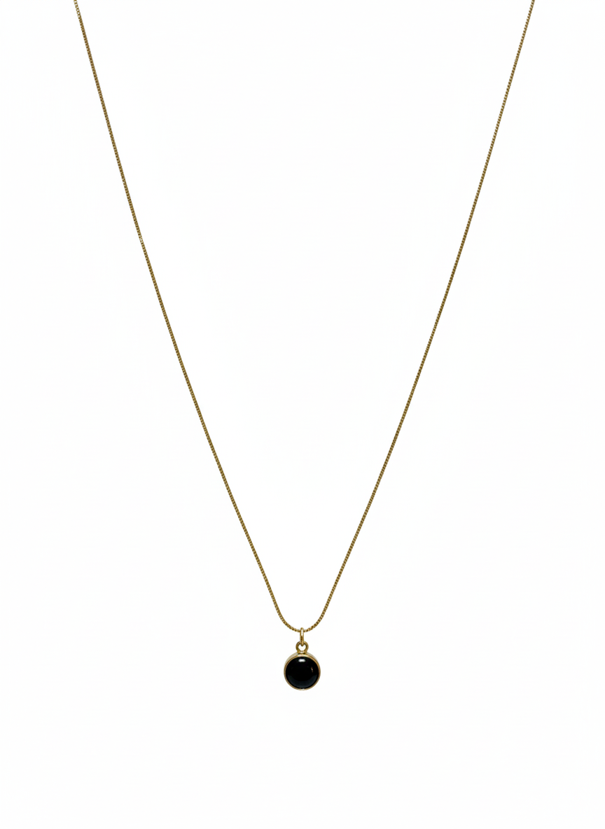 The Midnight Round Black Stone Necklace