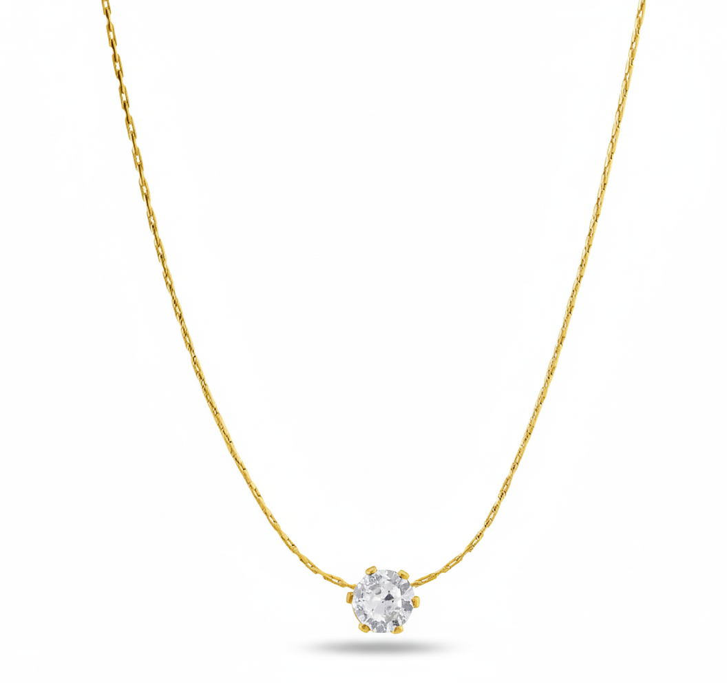 Clear Stone Round Pendant Necklace