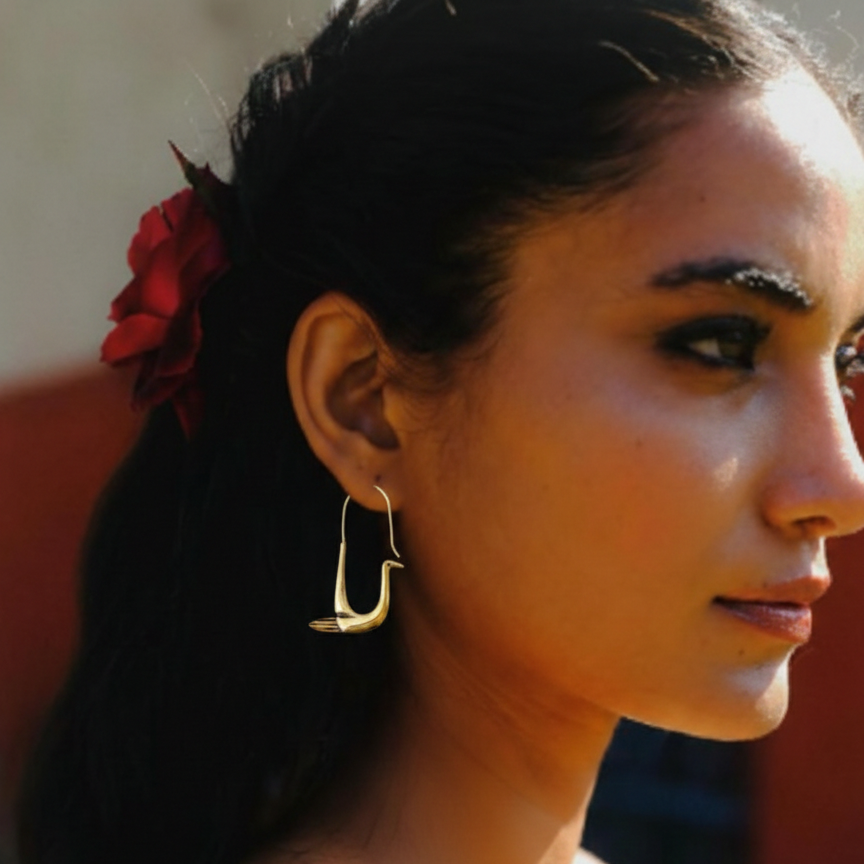 Brass Bird Dangle Earrings