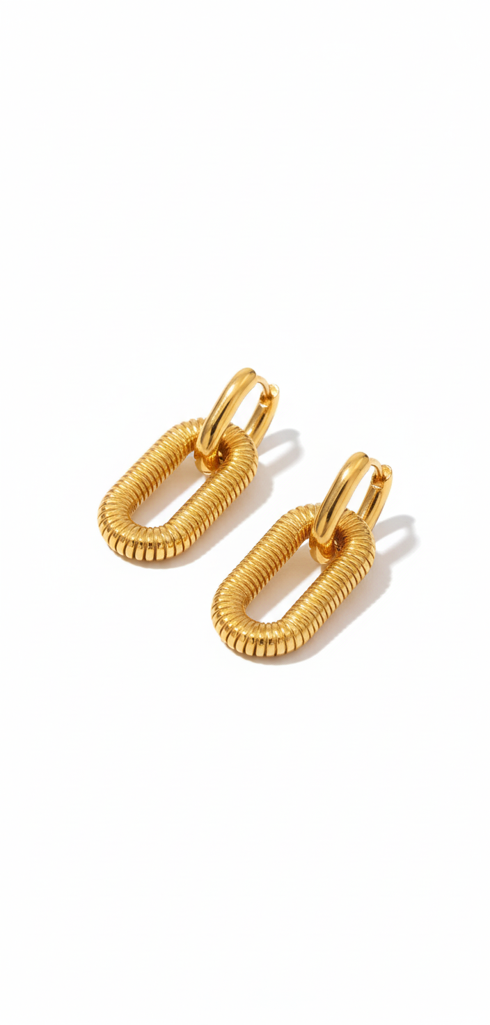 Gold Link Hoop Earrings
