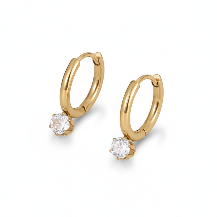 Solitaire Hoop Earrings