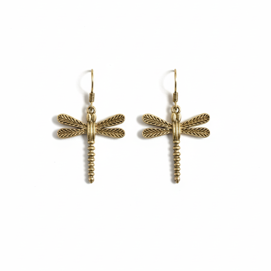 Brass Dragonfly Earrings
