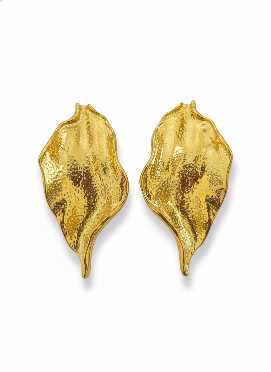 Gold Leaf Statement Earrings