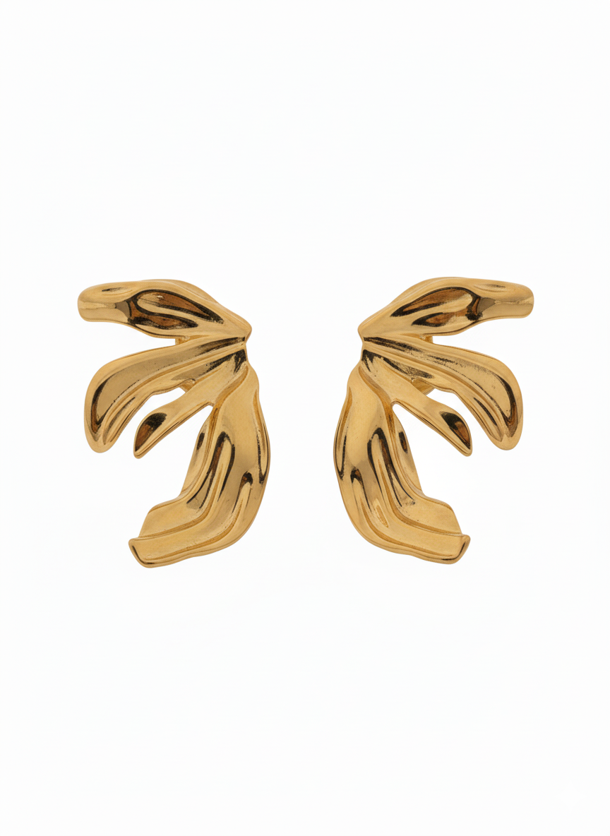 Chunky Abstract Leaf Drop Earrings