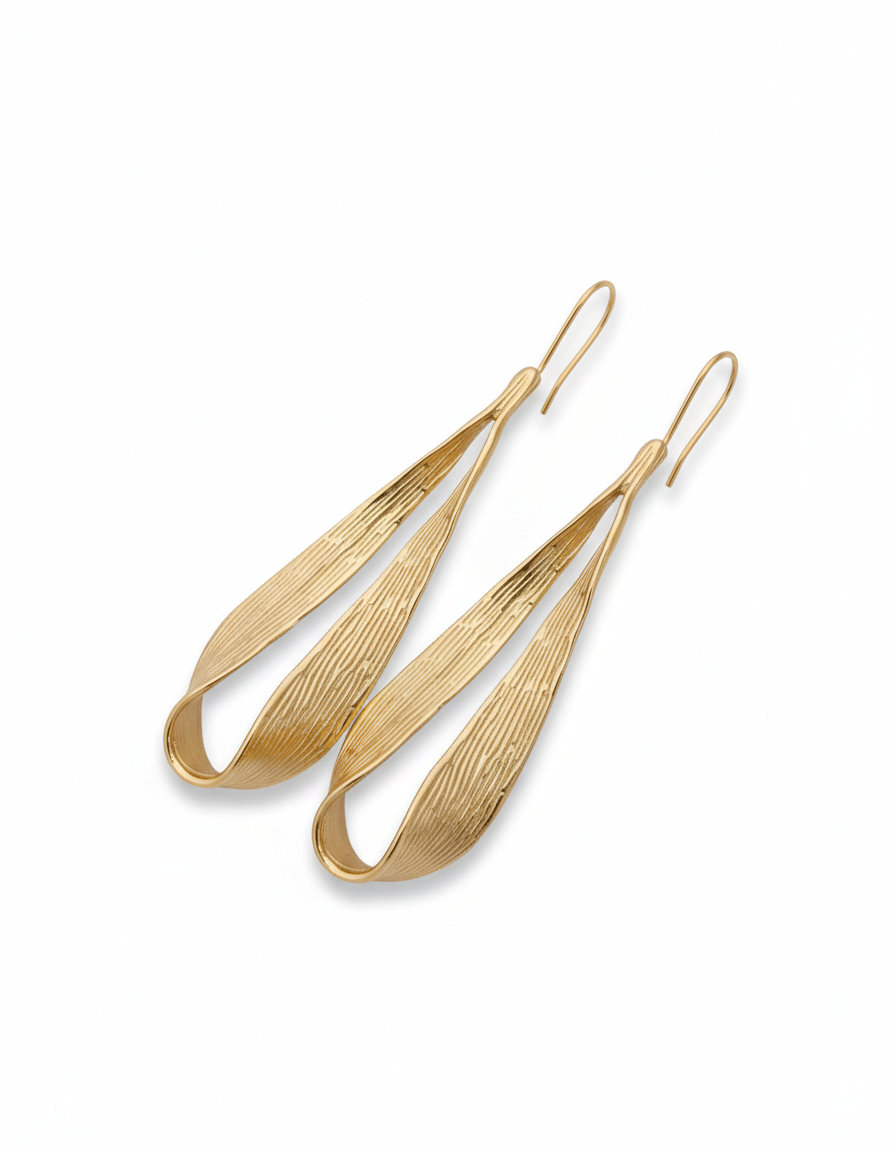 Statement Textured Gold Dangle Earrings