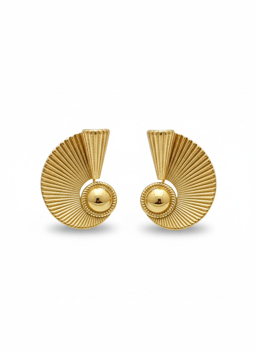 Modern Swirl Design Gold Earrings