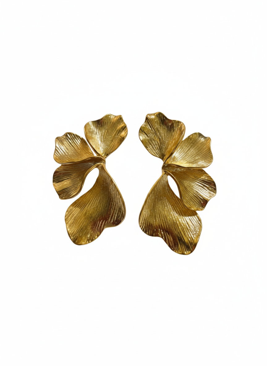 Golden Petal Drop Earrings