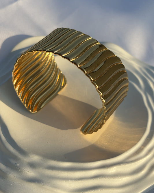 Gold Stipe Textured Cuff Bracelet