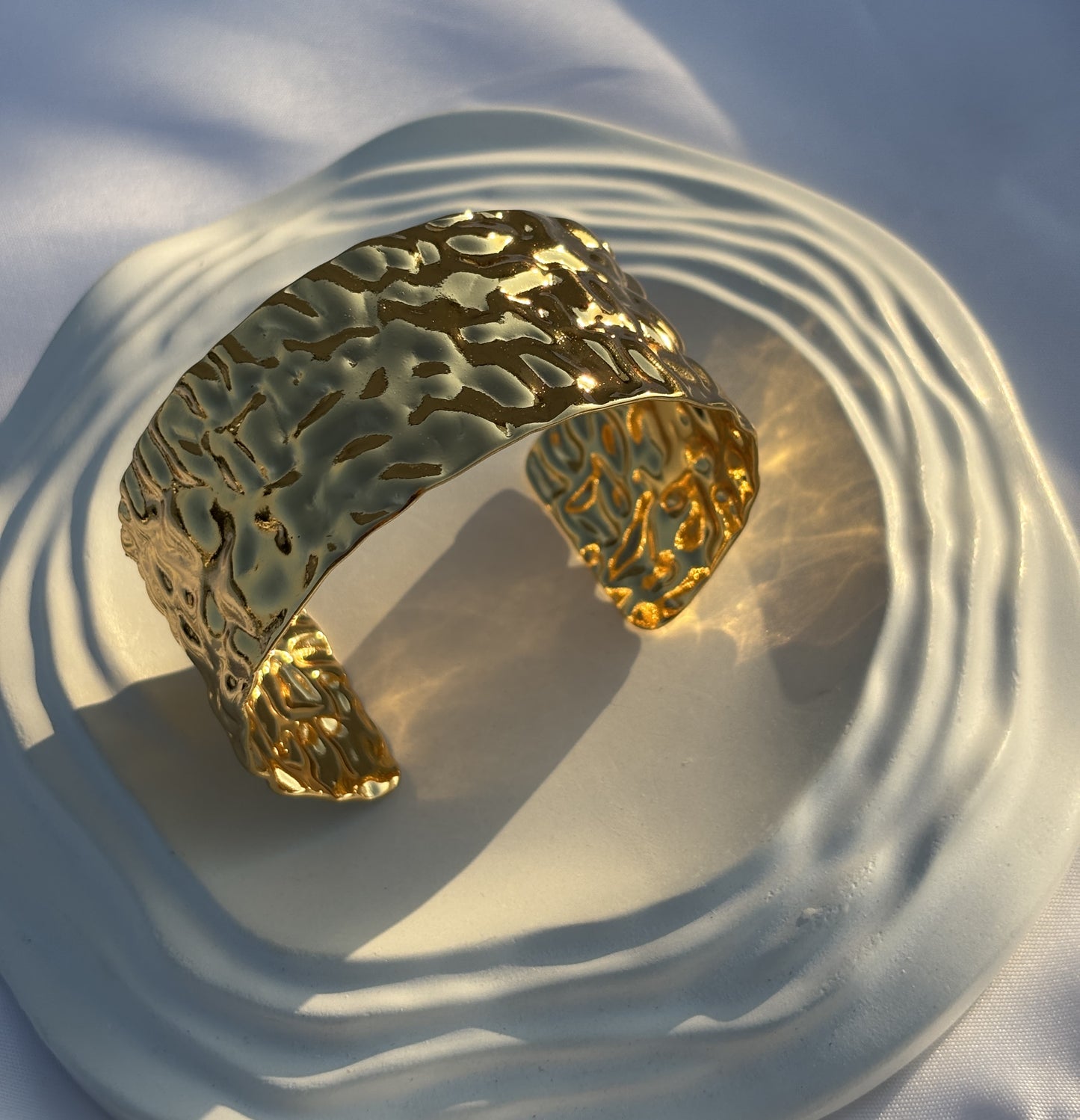 Gold Textured Cuff Bracelet