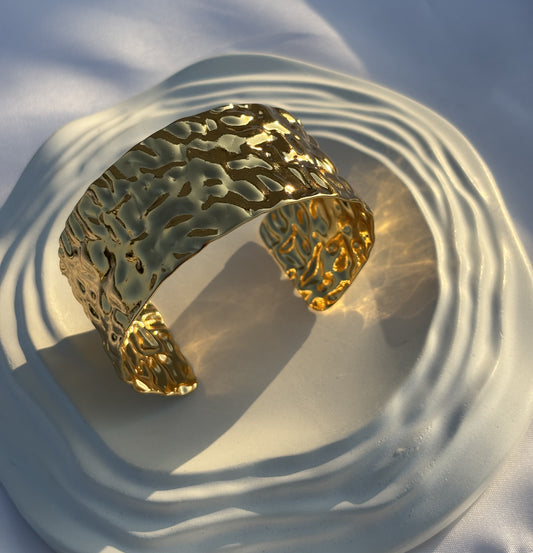 Gold Textured Cuff Bracelet