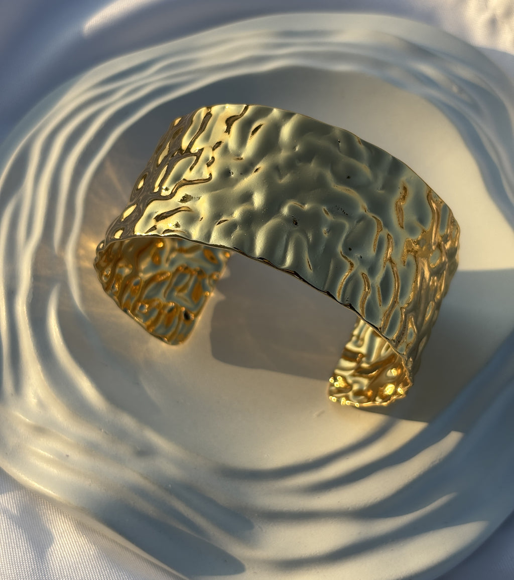 Gold Textured Cuff Bracelet