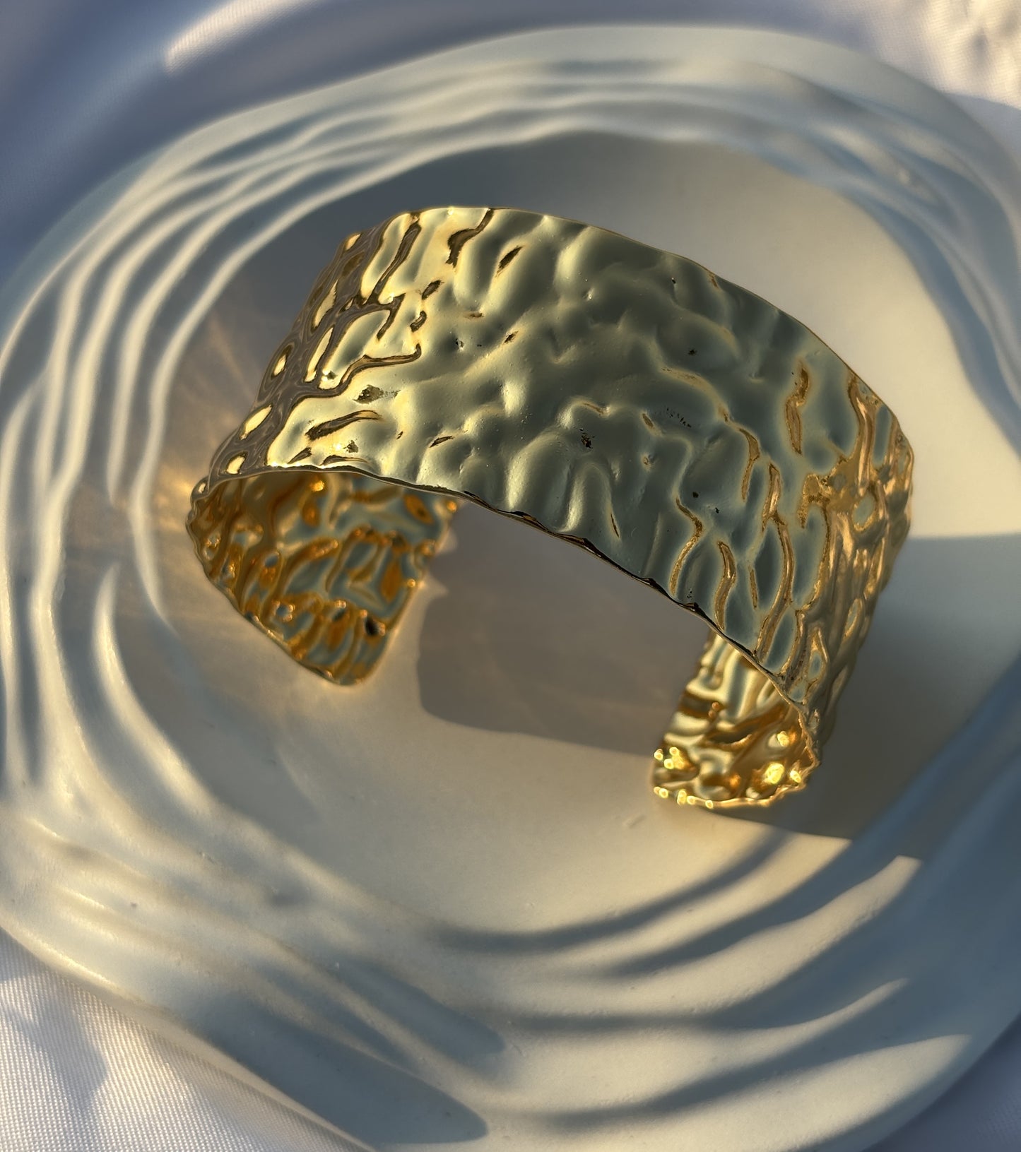 Gold Textured Cuff Bracelet