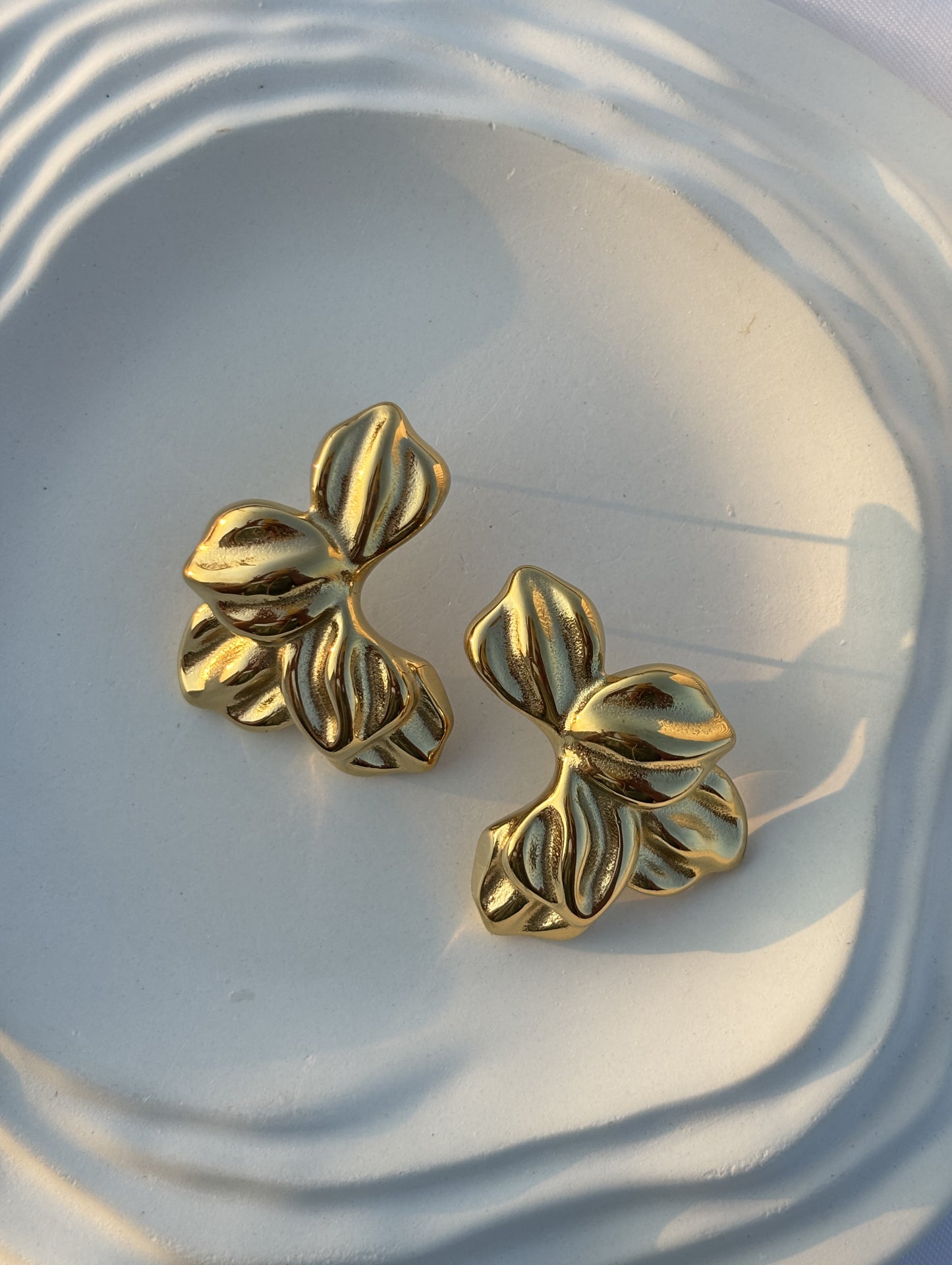 Half Flower Gold Statement Earring