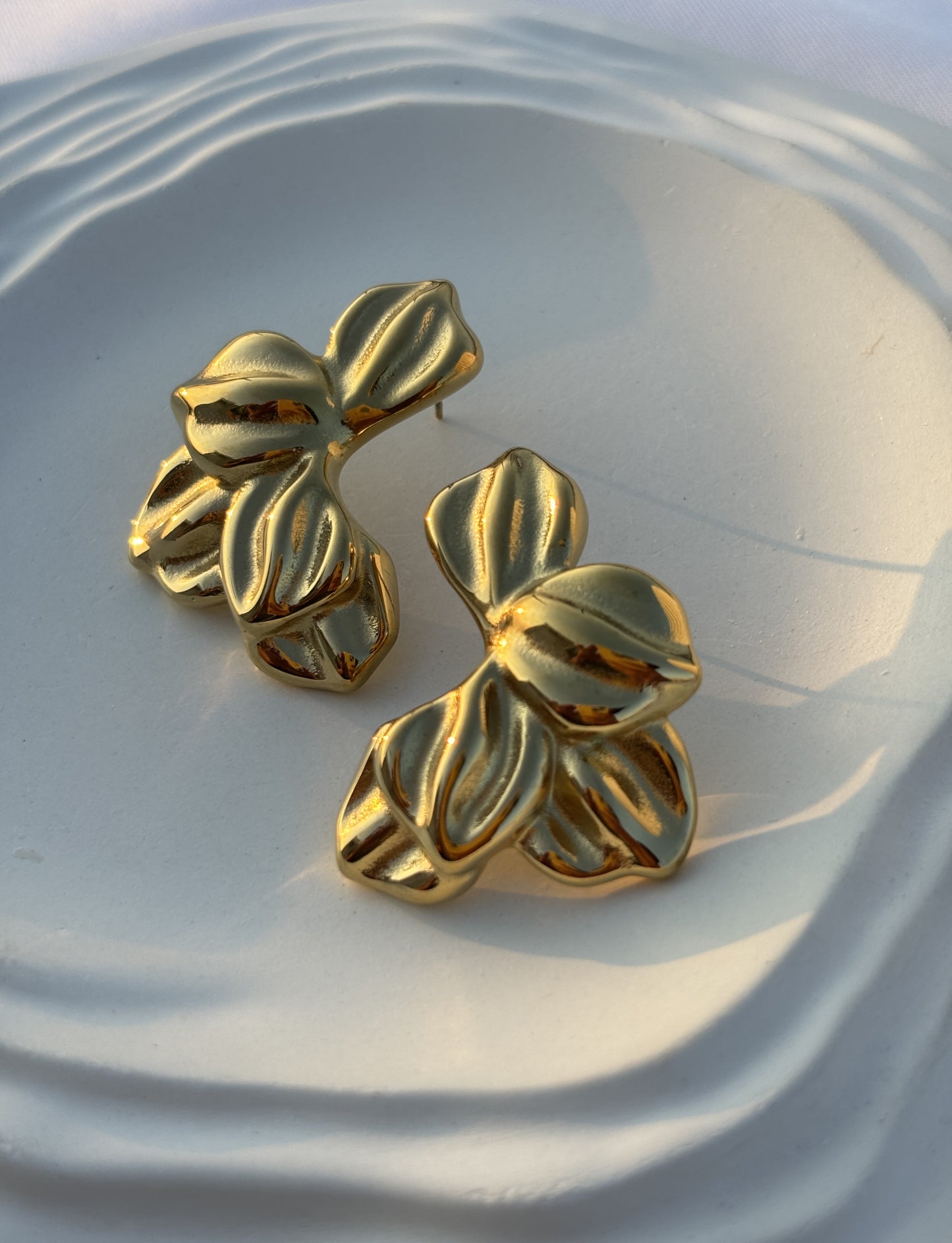 Half Flower Gold Statement Earring