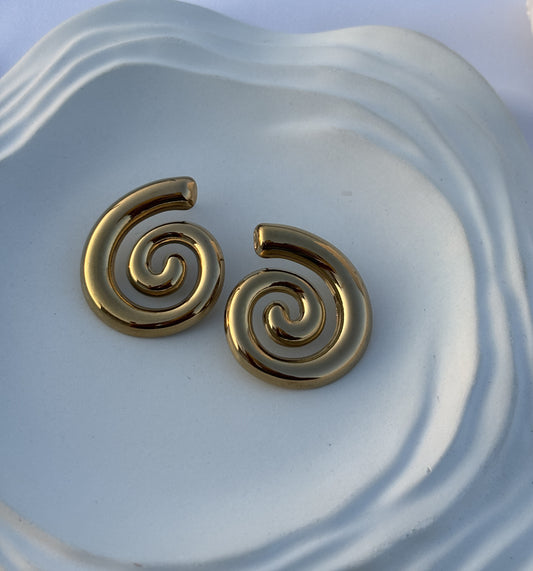 Gold Spiral Stud Earrings