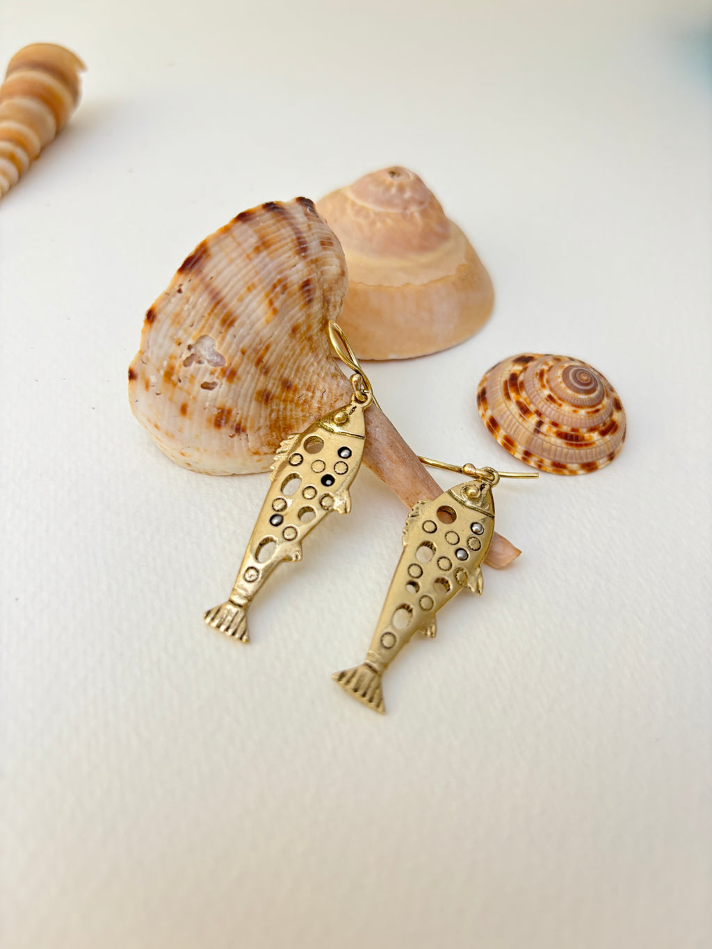 Vintage Gold Fish Drop Earrings