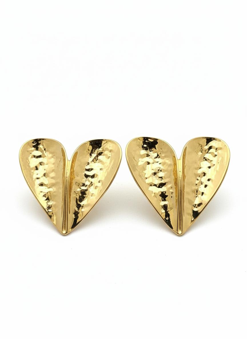 Golden Heart Statement Earrings