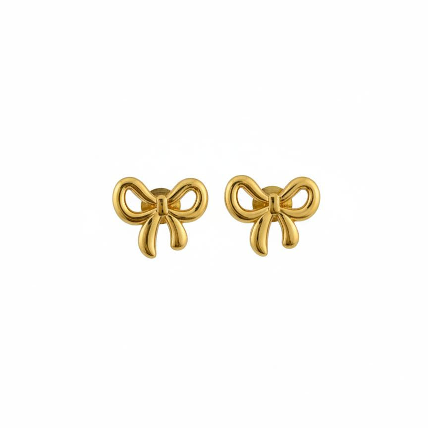 Gold Bow Stud Earrings