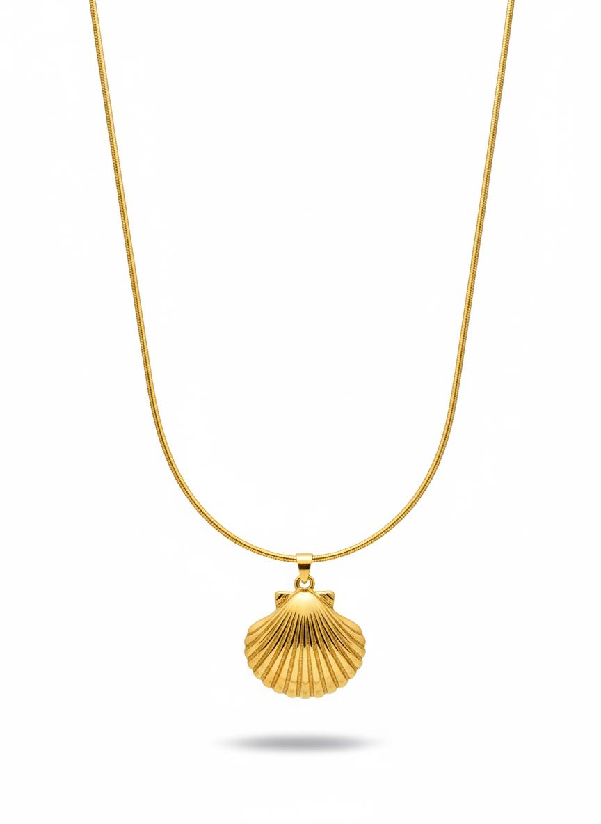 Golden Seashell Pendant Necklace