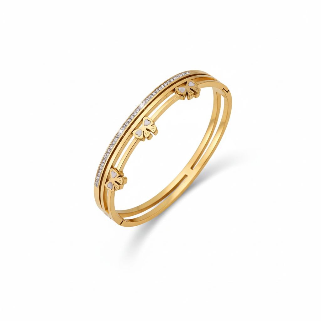 Elegant Dual Band Bow Design Bracelet