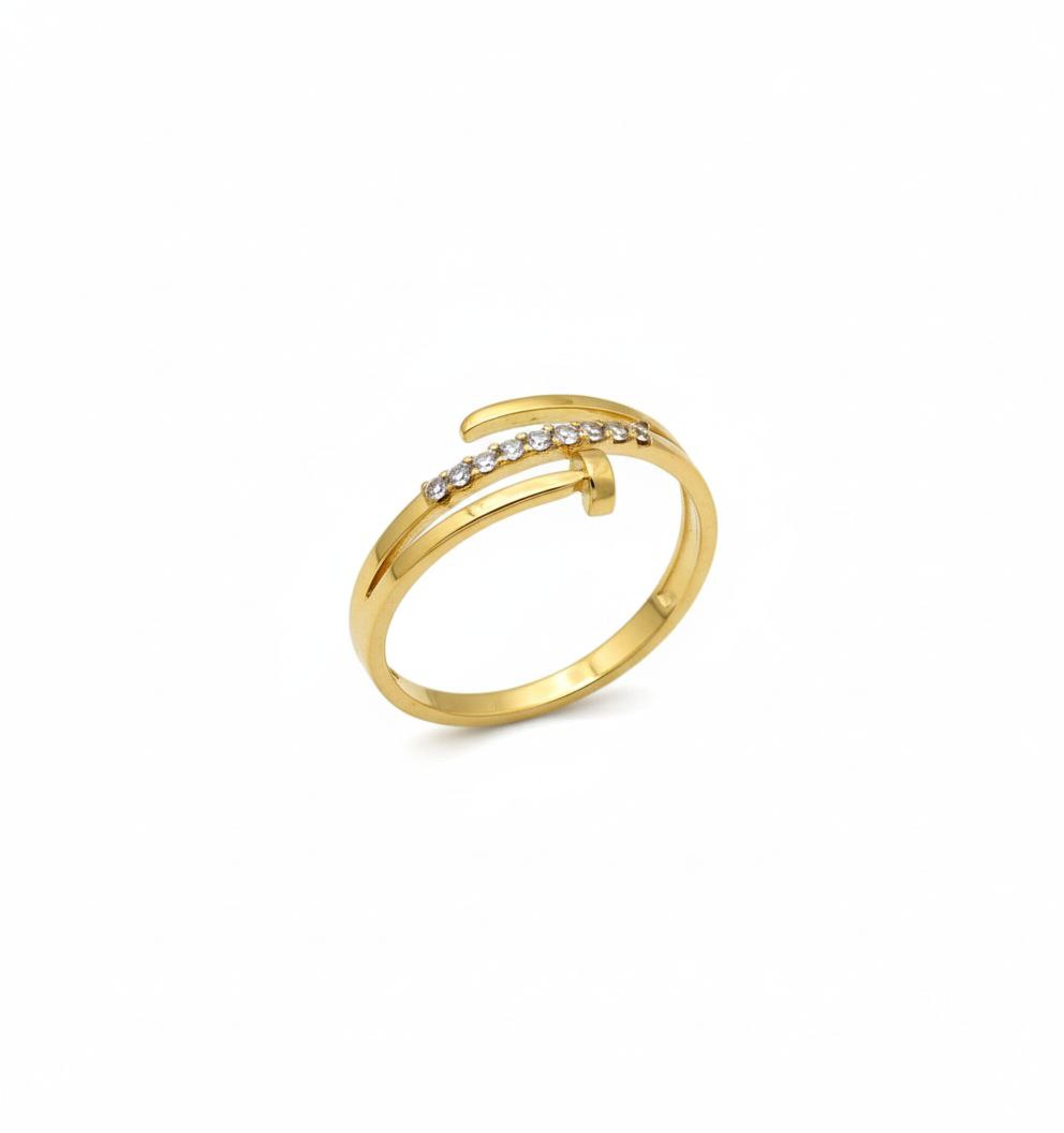 Nail Design Gold Tone Ring