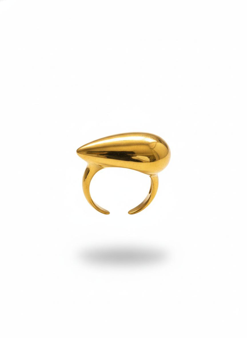 Gold Teardrop Statement Ring