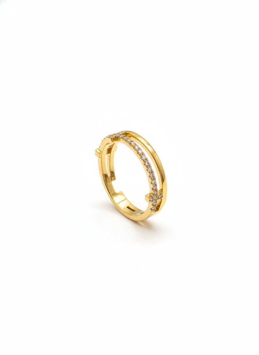 Gold Dainty Pavé Promise Ring