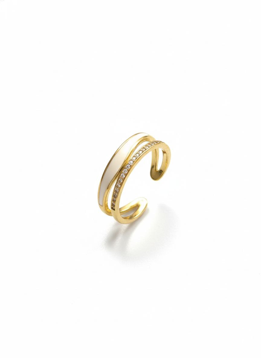 Elegant Dual-Band Gold Adjustable Ring