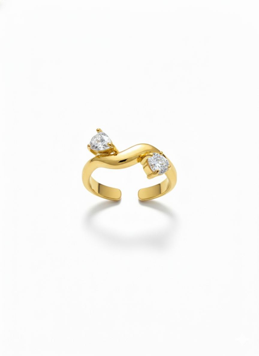 Sparkling Twin Stone Open Band Ring