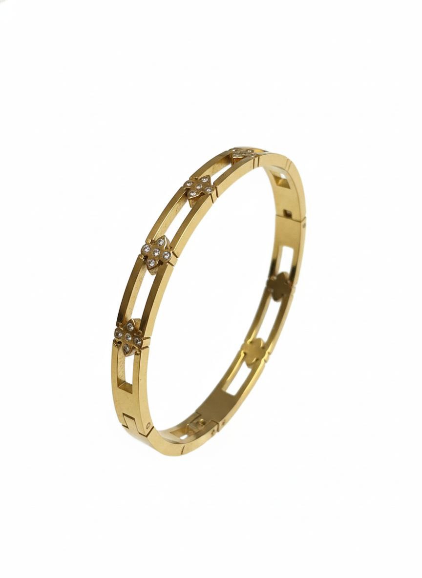 Gold Floral Cutout Bangle Bracelet